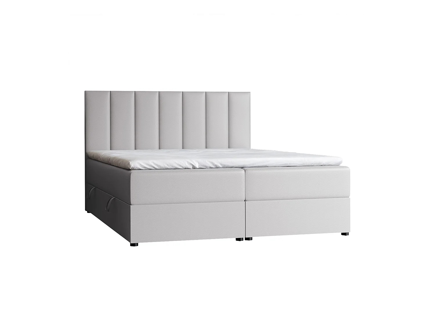 Lit continental rembourré avec surmatelas, gris  - 140x200 - ZELTO