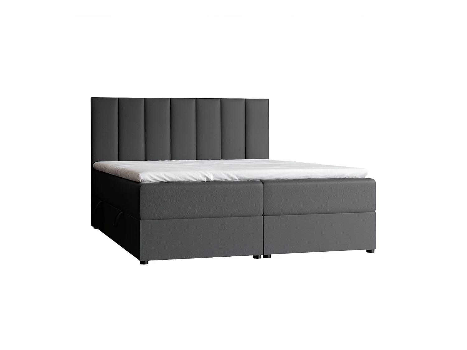 Lit continental rembourré avec surmatelas, noir  - 180x200 - ZELTO