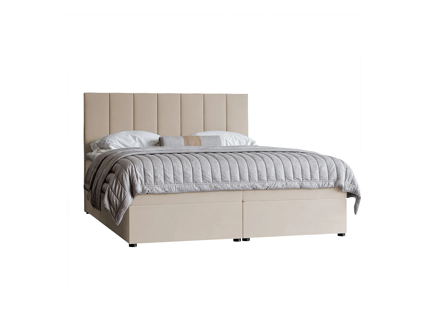 Lit continental rembourré avec surmatelas, crème - 120x200 - ZELTO