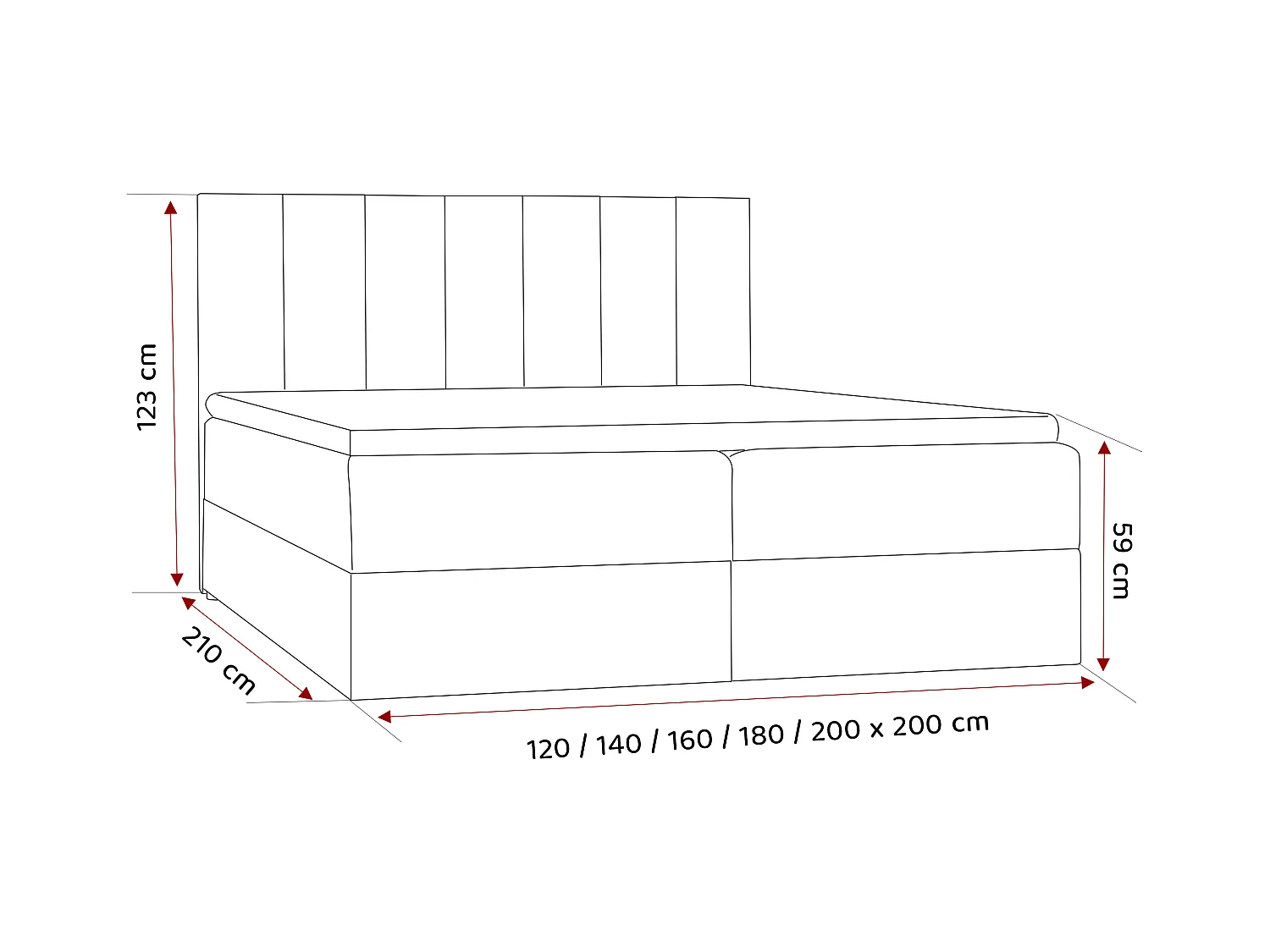 Lit continental rembourré avec surmatelas, crème - 120x200 - ZELTO