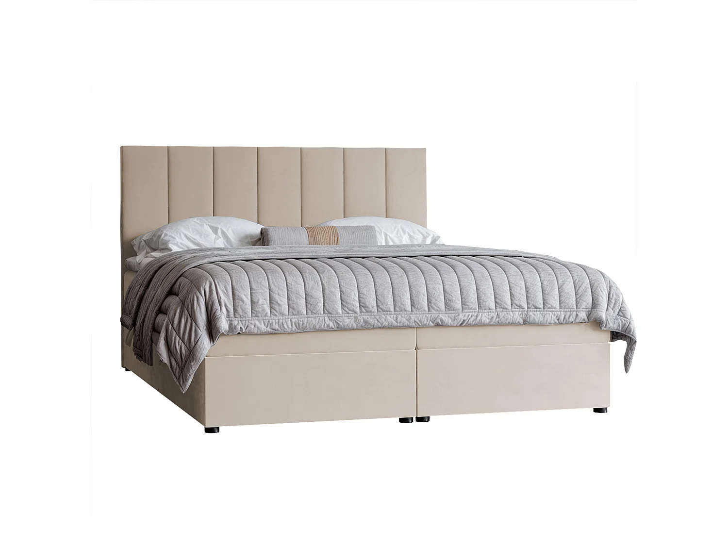 Lit continental rembourré avec surmatelas, crème - 120x200 - ZELTO
