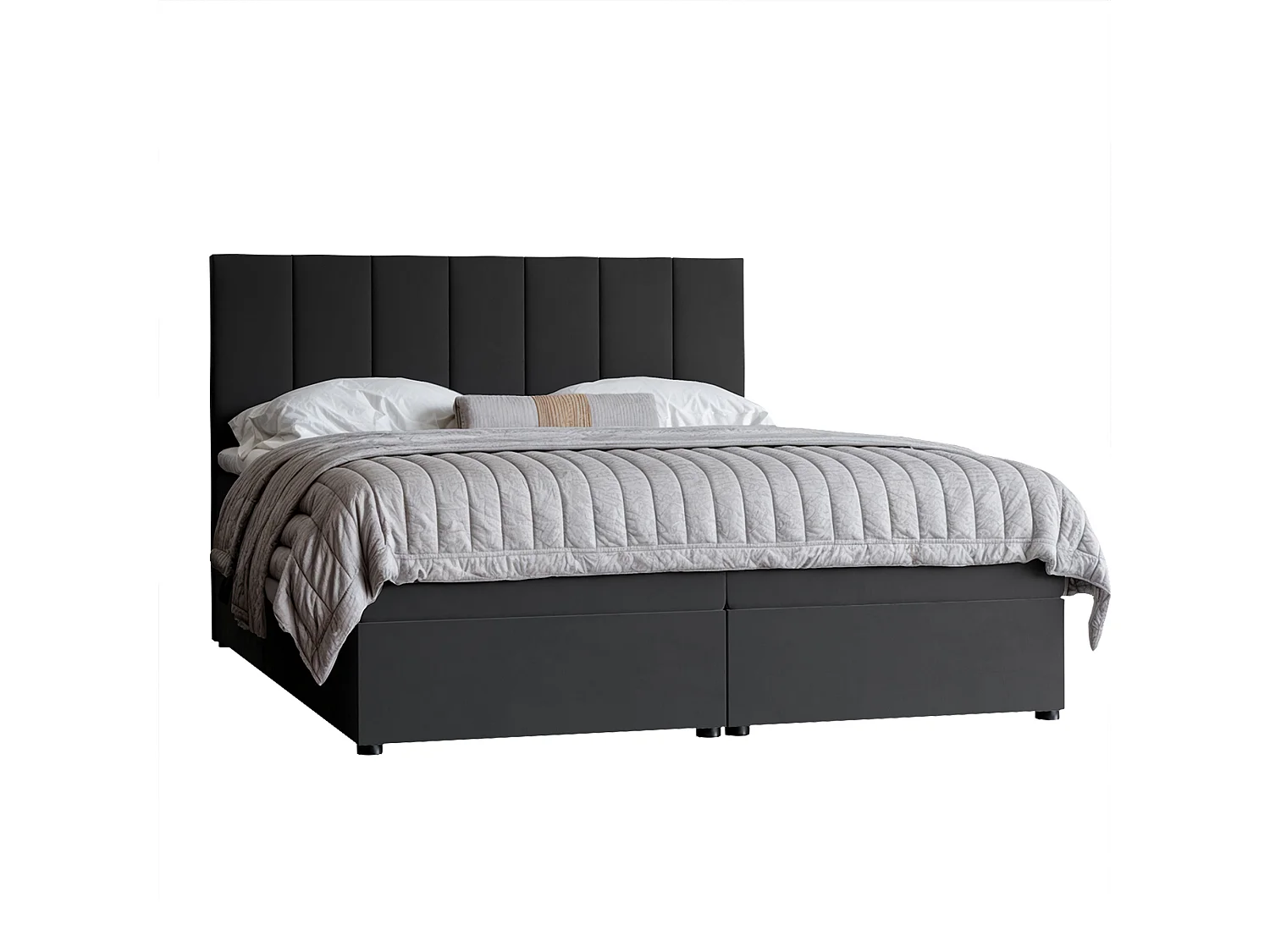 Lit continental rembourré avec surmatelas, noir - 140x200 - ZELTO