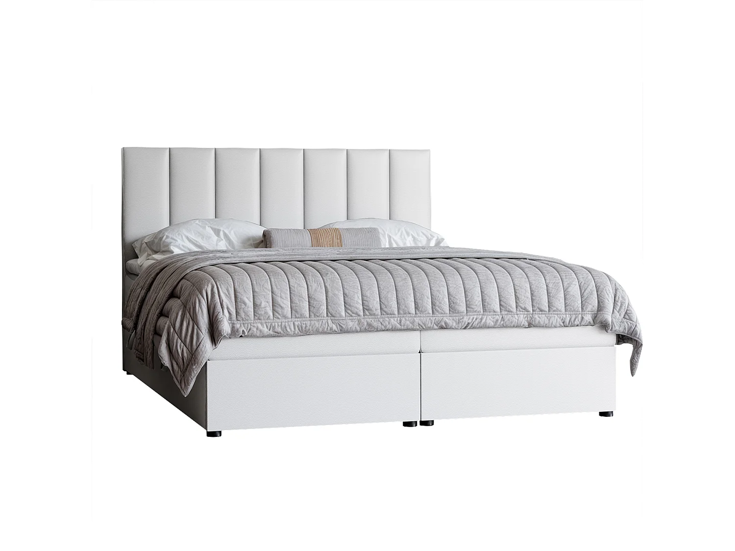Lit continental rembourré avec surmatelas, blanc  - 180x200 - ZELTO