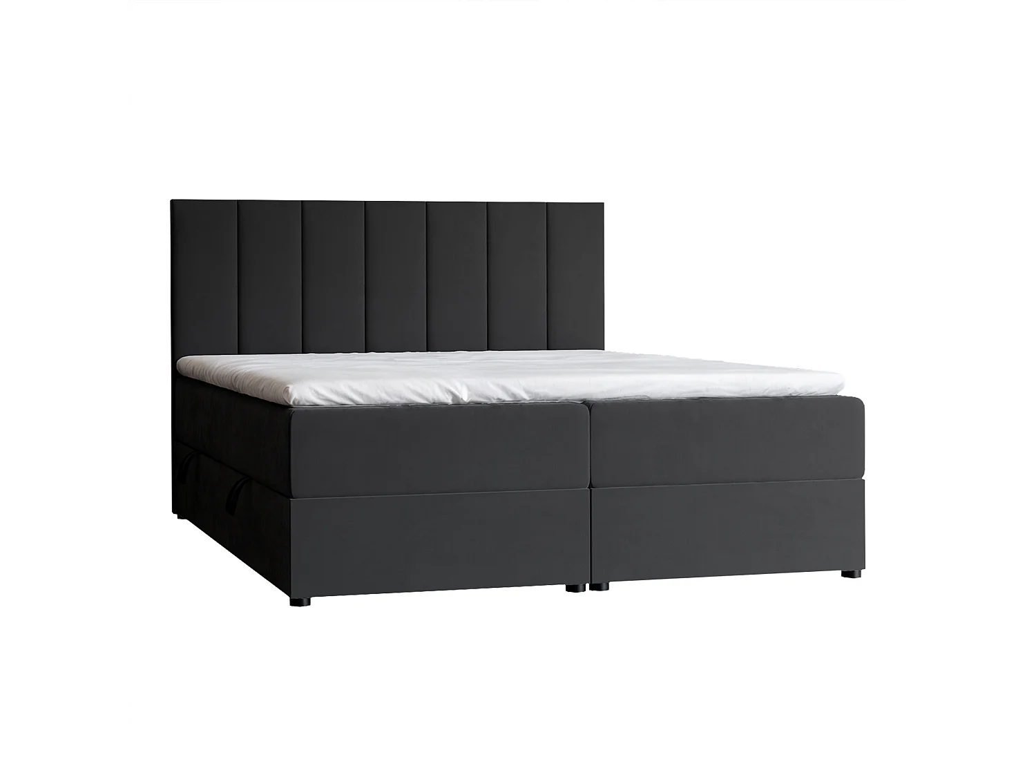 Lit continental rembourré avec surmatelas, noir - 120x200 - ZELTO