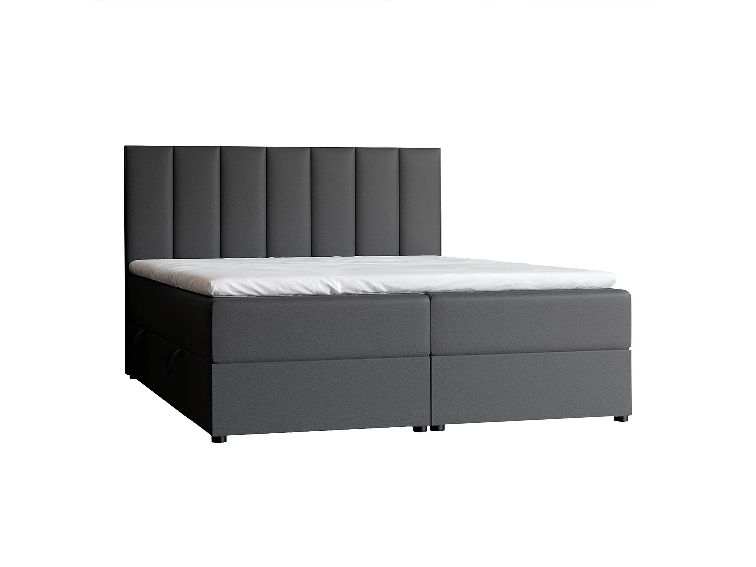 Lit continental rembourré avec surmatelas, noir  - 160x200 - ZELTO