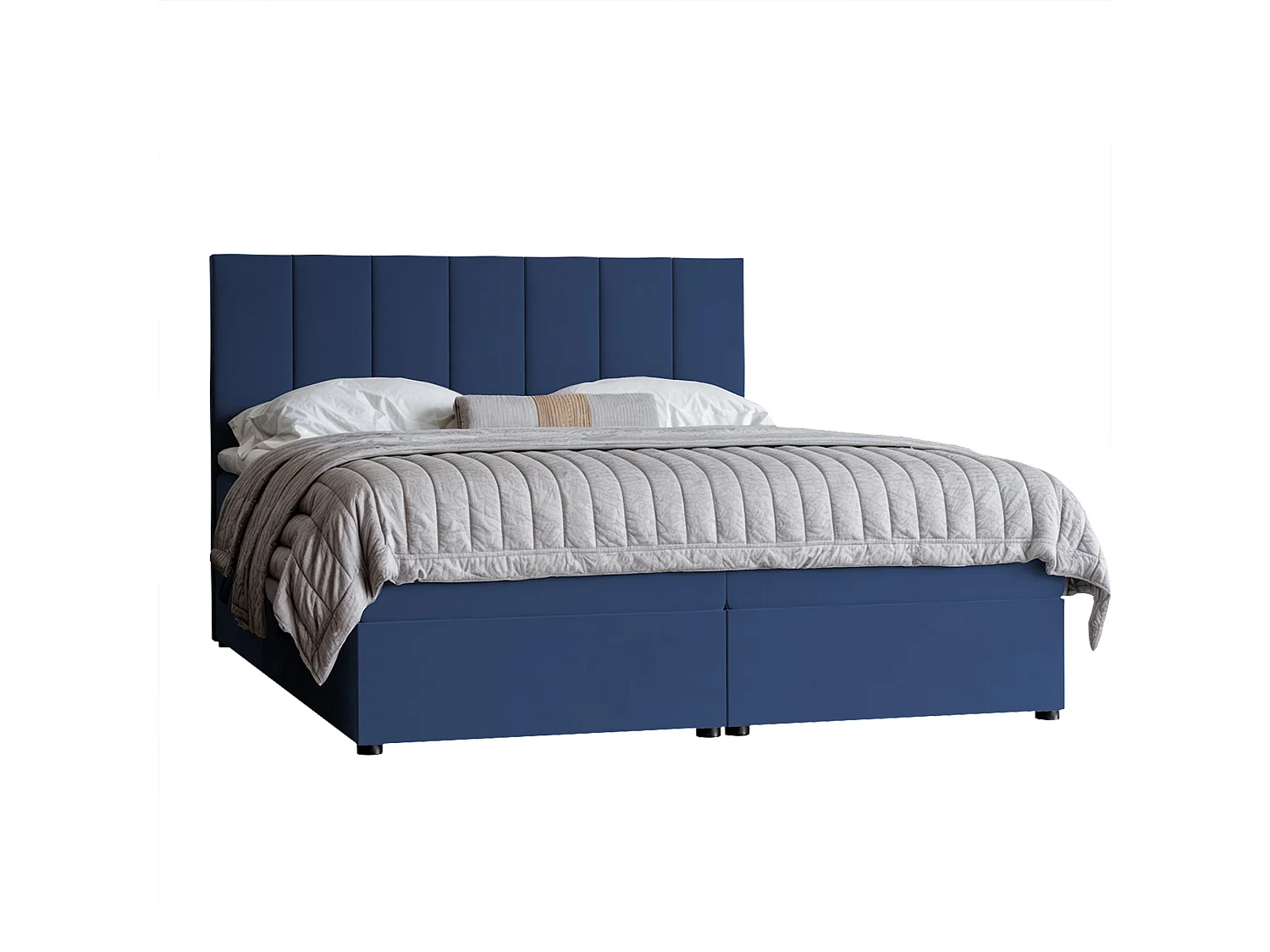 Lit continental rembourré avec surmatelas, bleu - 180x200 - ZELTO