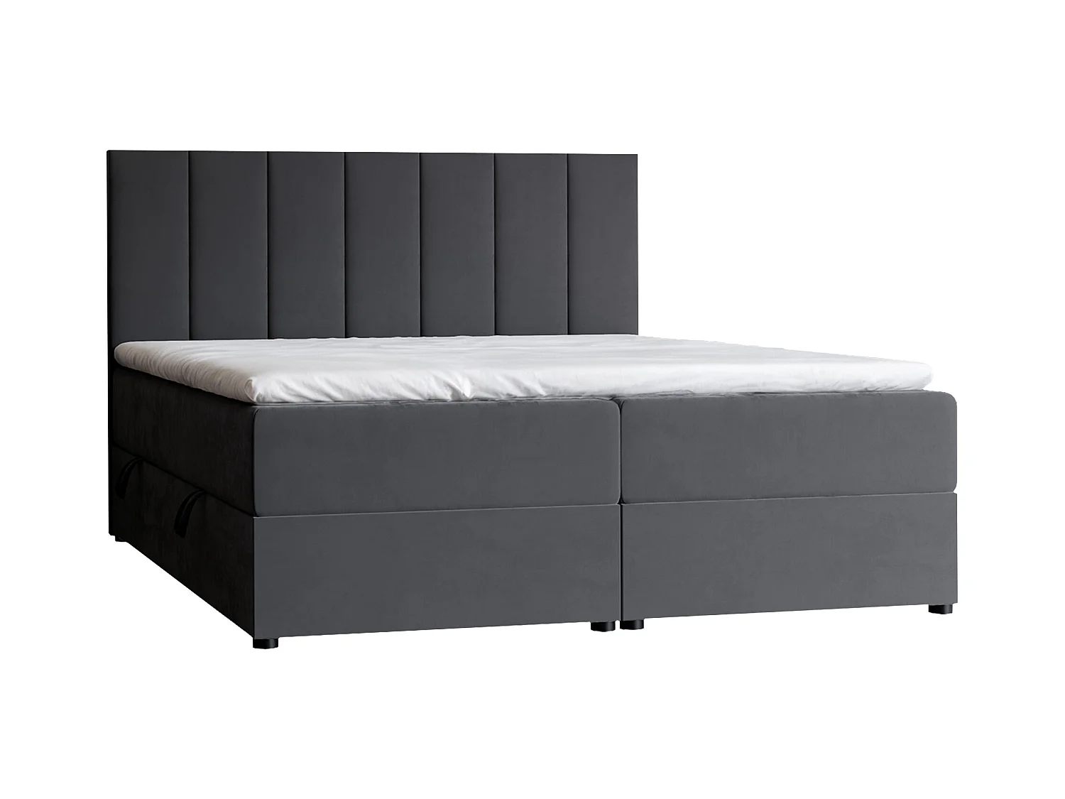 Lit continental rembourré avec surmatelas, gris anthracite - 160x200 - ZELTO