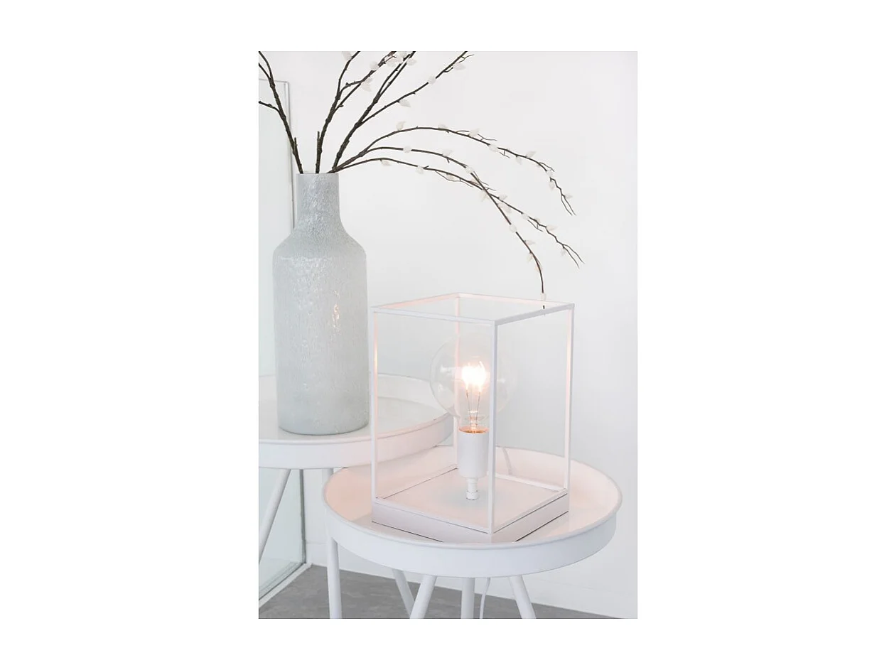 Lámpara 1 Lámpara rectangular marco metal blanco Alt. 30 cm