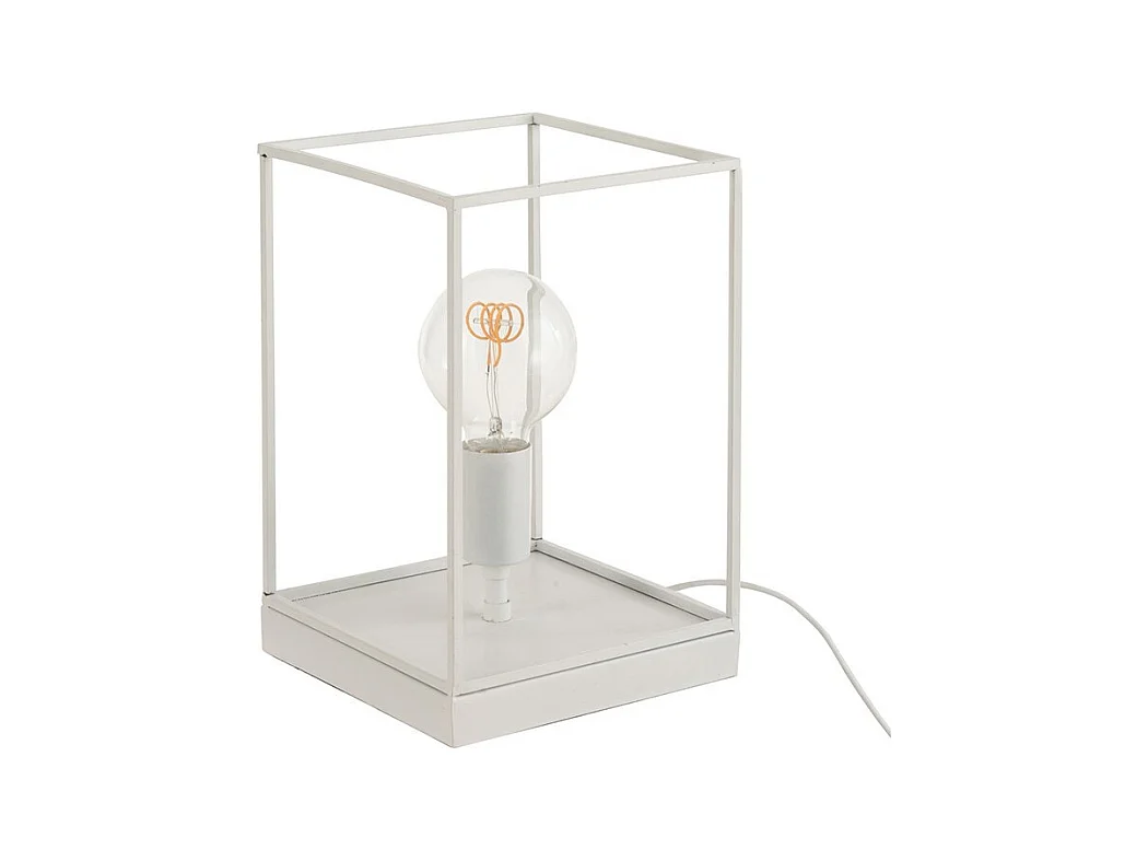 Lámpara 1 Lámpara rectangular marco metal blanco Alt. 30 cm