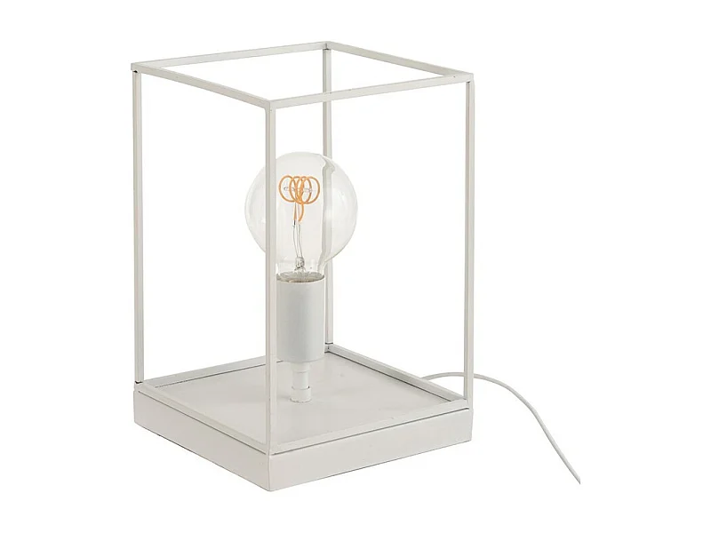 Lámpara 1 Lámpara rectangular marco metal blanco Alt. 30 cm