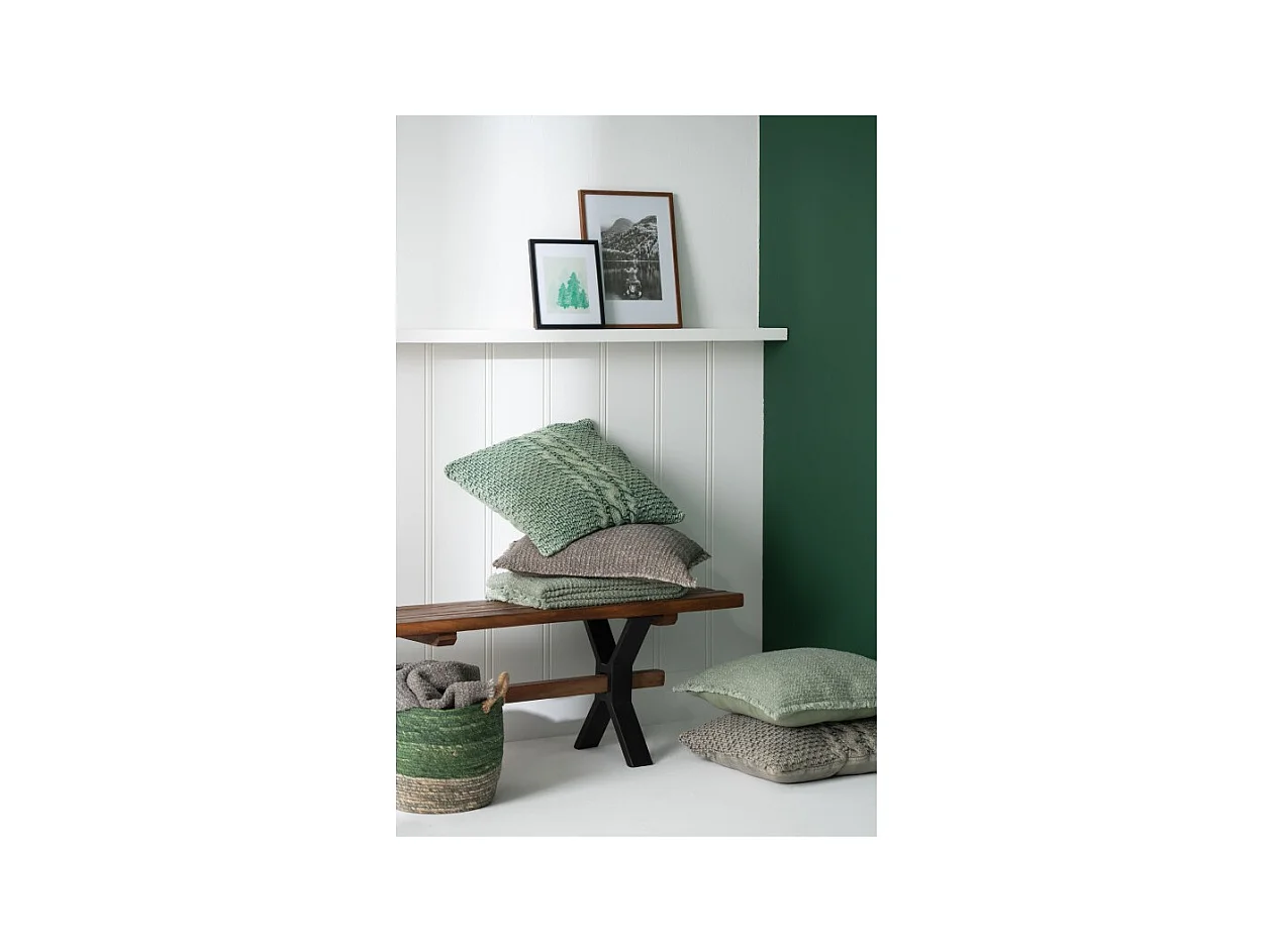 Cojín cuadrado en algodón verde 50x50x12 cm