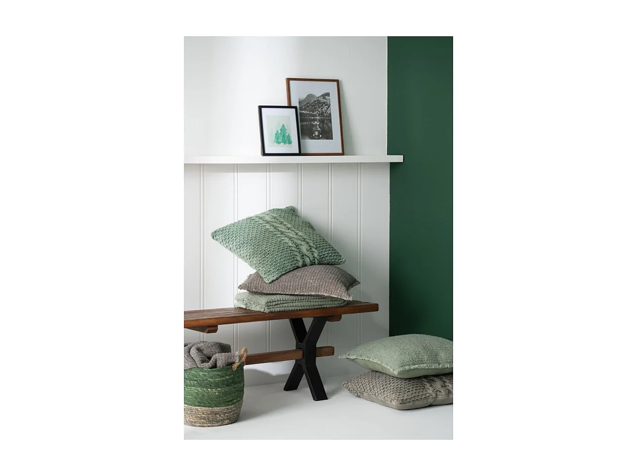 Cojín cuadrado en algodón verde 50x50x12 cm