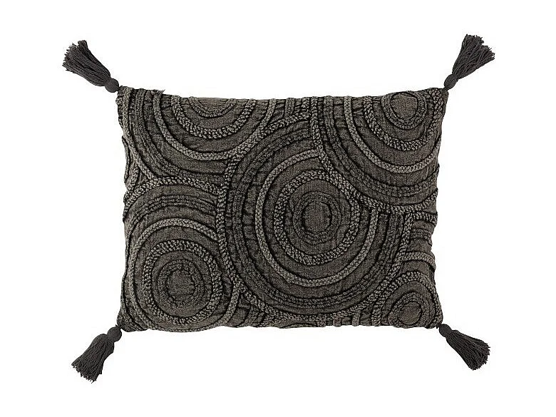 Almohadón círculos algodón rectángulo gris oscuro 60x40 cm