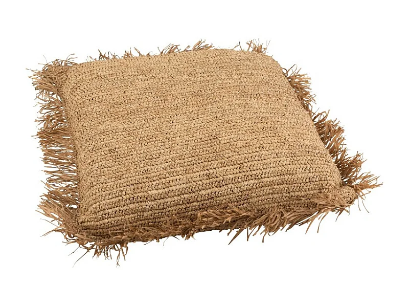 Cojín cuadrado rafia natural 88x88 cm