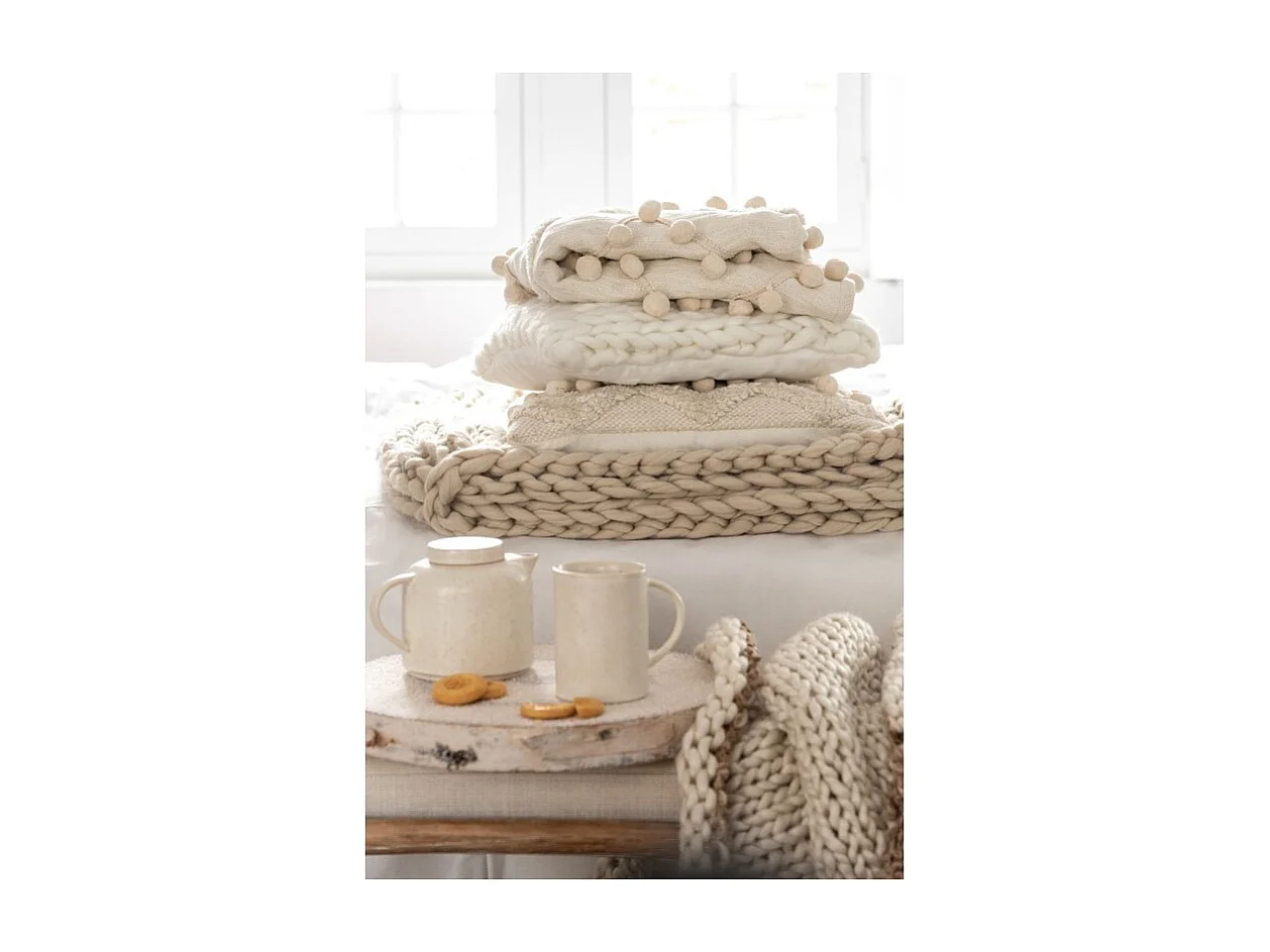 Cojín tricotado cuadrado acrílico blanco 40x40 cm