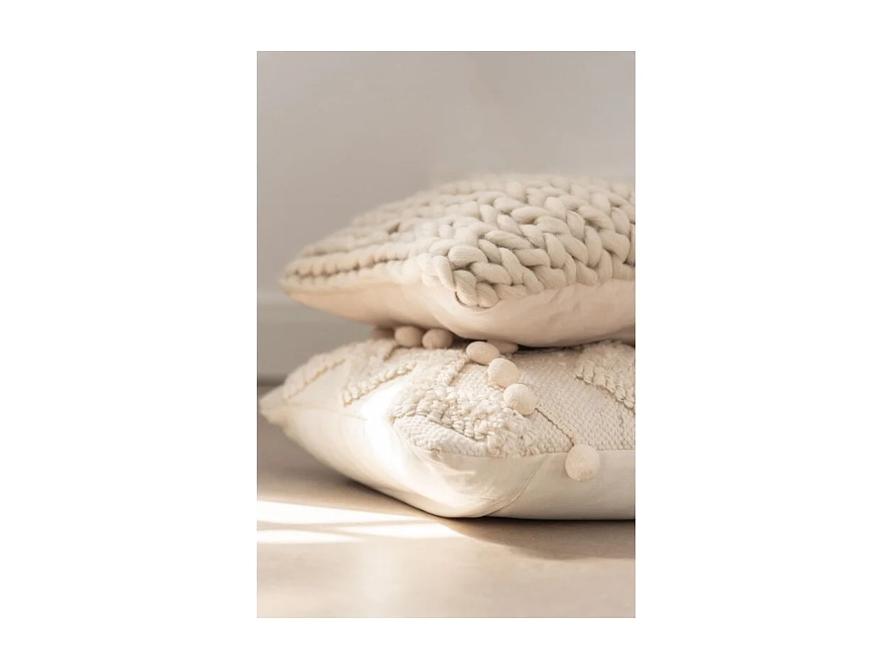 Cojín tricotado cuadrado acrílico blanco 40x40 cm