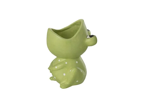 Macetero rana de dolomita verde 12.5x12.5x16.5 cm