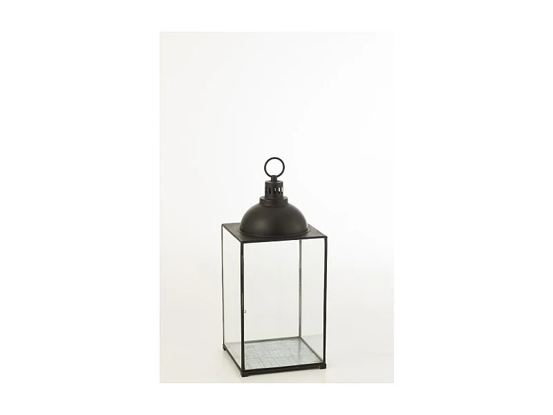 Farol rectangular de metal negro 36x36x85 cm