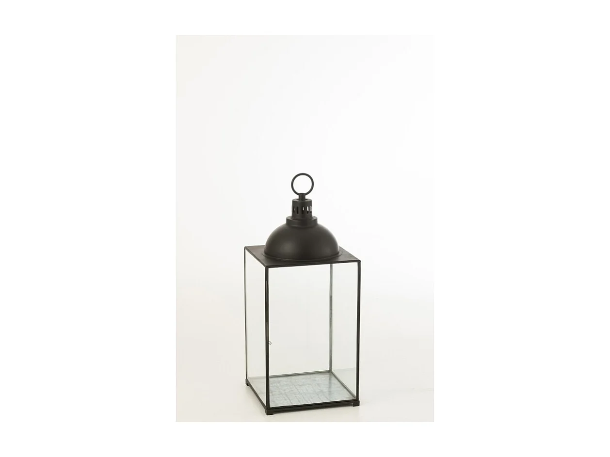 Farol rectangular de metal negro 36x36x85 cm