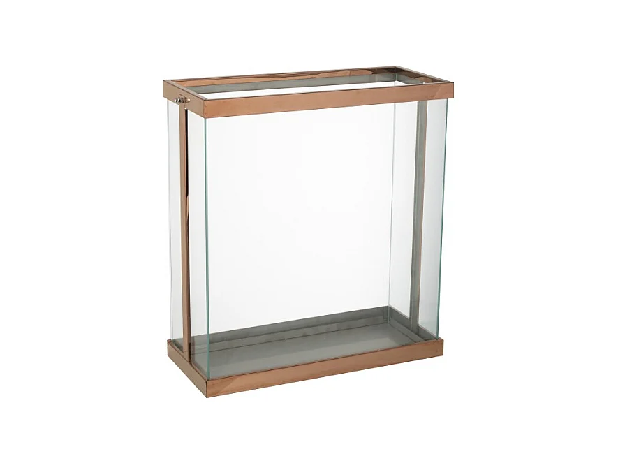 Farol rectangular de vidrio dorado 41.5*18*45 cm