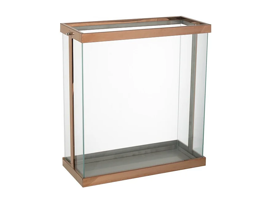 Farol rectangular de vidrio dorado 41.5*18*45 cm