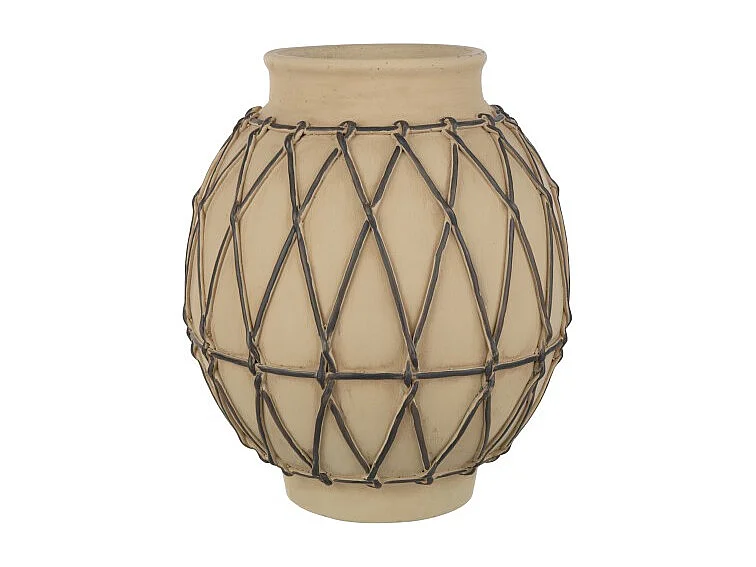 Maceta de cerámica beige 31.5x31.5x35.5 cm