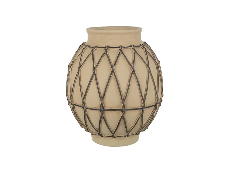 Maceta de cerámica beige 31.5x31.5x35.5 cm