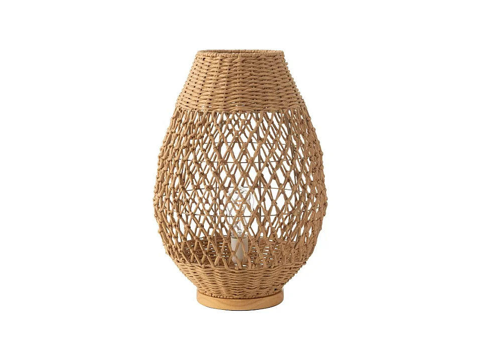 Lámpara de sobremesa de metal y madera beige 38x38x54.5 cm