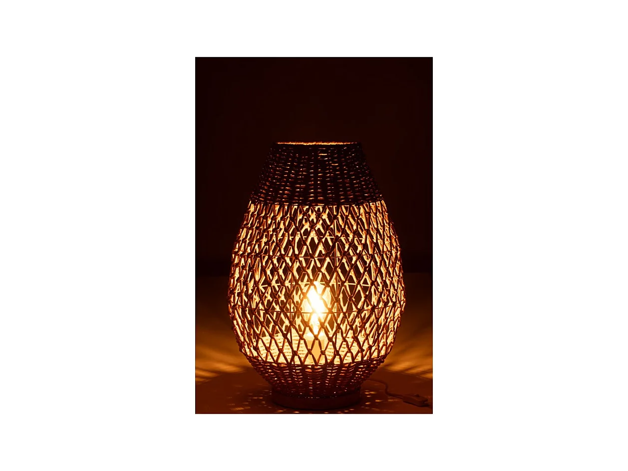 Lámpara de sobremesa de metal y madera beige 38x38x54.5 cm