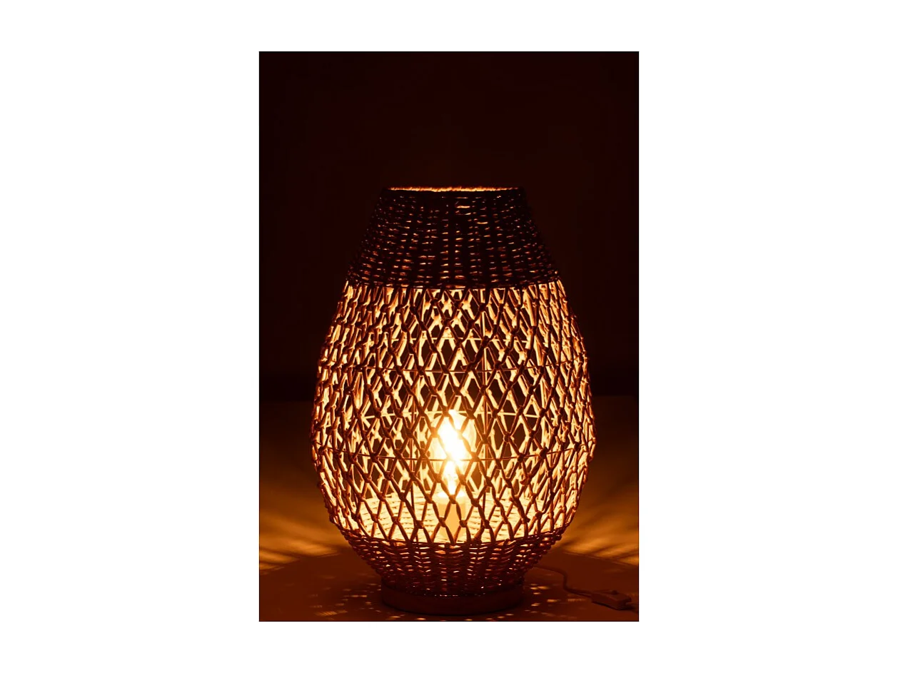 Lámpara de sobremesa de metal y madera beige 38x38x54.5 cm