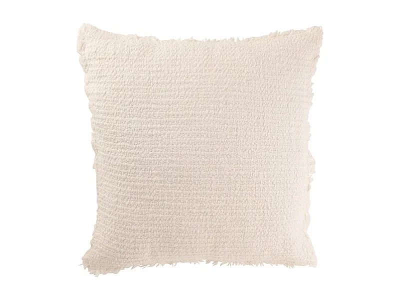 Cojín cuadrado, bordes deshilachados, poliéster crudo 50x50x12cm