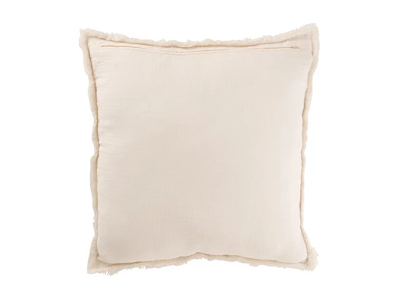 Cojín cuadrado, bordes deshilachados, poliéster crudo 50x50x12cm