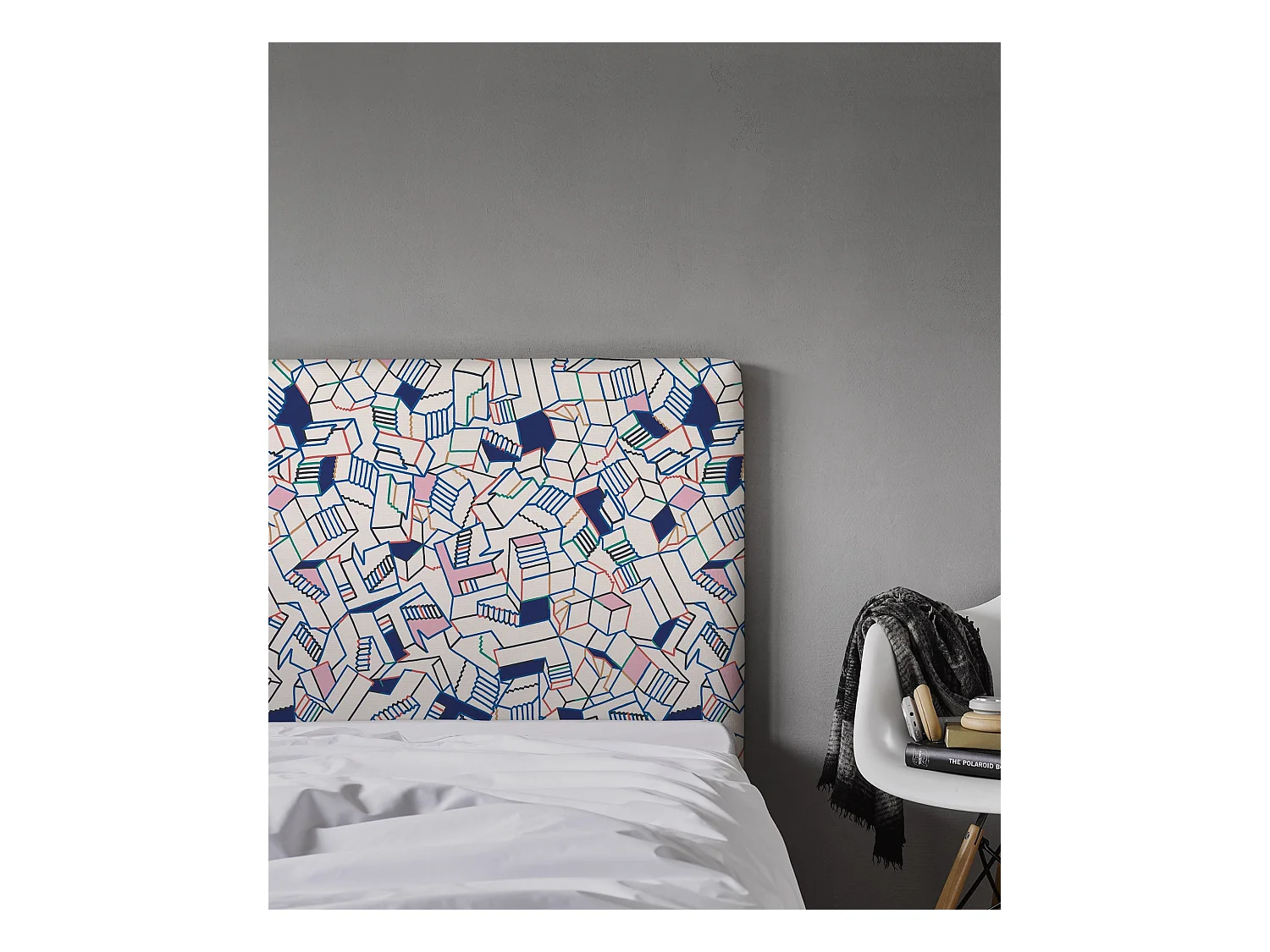 BELLECOUR LITERIE | Tête de lit déhoussable SIMONE 160x110 cm | Coloris Bleu