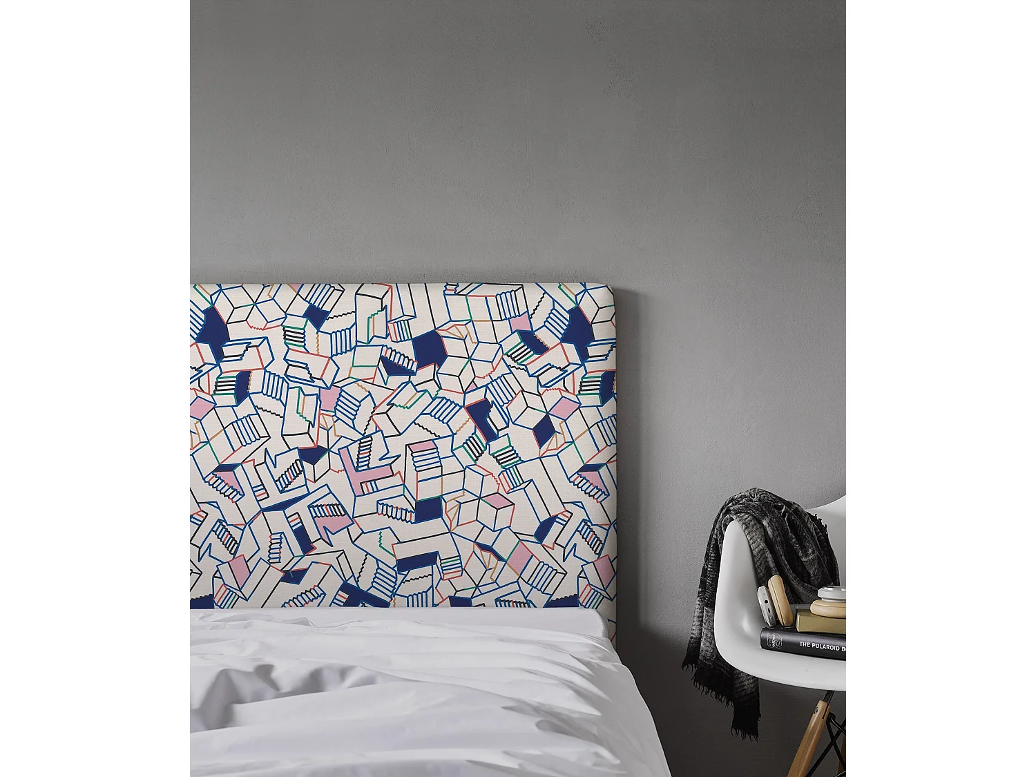 BELLECOUR LITERIE | Tête de lit déhoussable SIMONE 160x110 cm | Coloris Bleu
