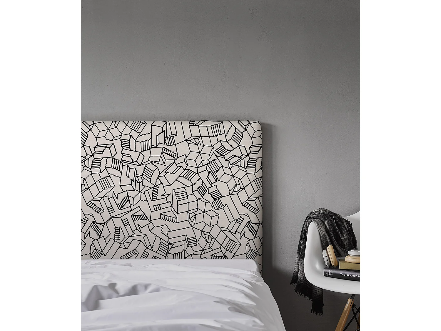 BELLECOUR LITERIE | Tête de lit déhoussable SIMONE 160x110 cm | Coloris Blanc