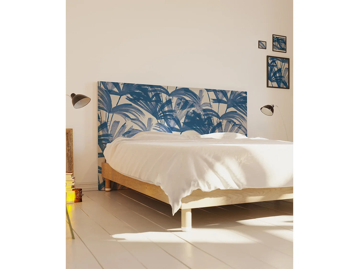 BELLECOUR LITERIE | Tête de lit déhoussable ANNI 140x110 cm | Coloris Bleu