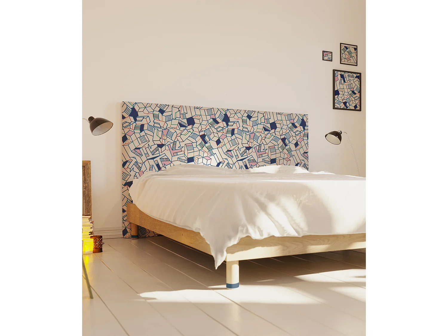 BELLECOUR LITERIE | Tête de lit déhoussable SIMONE 140x110 cm | Coloris Bleu