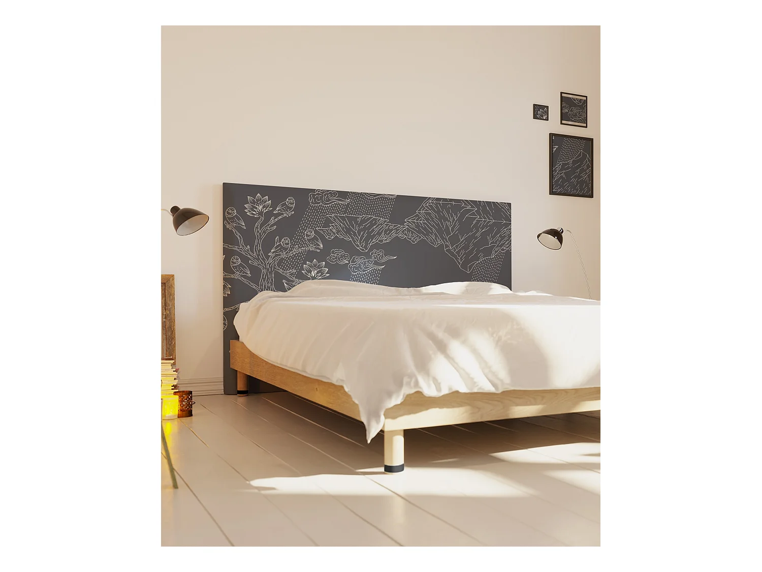 BELLECOUR LITERIE | Tête de lit déhoussable NORVEGE 140x110 cm | Coloris Gris