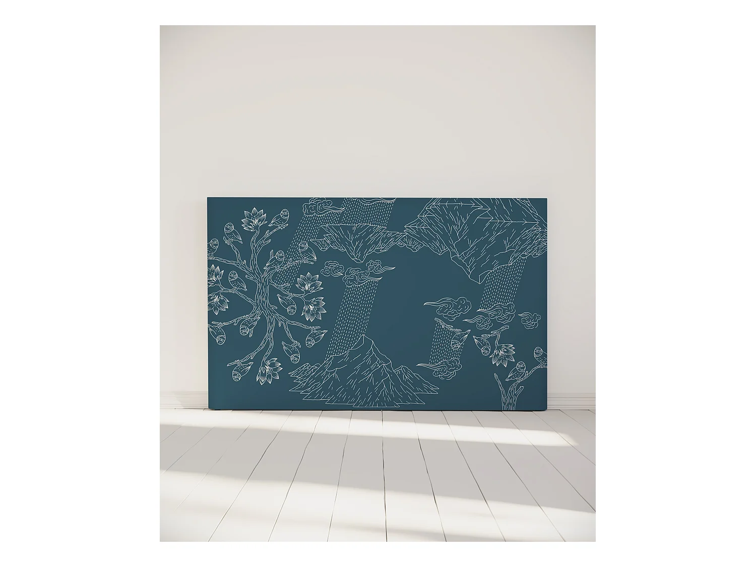 BELLECOUR LITERIE | Tête de lit déhoussable NORVEGE 180x110 cm | Coloris Bleu