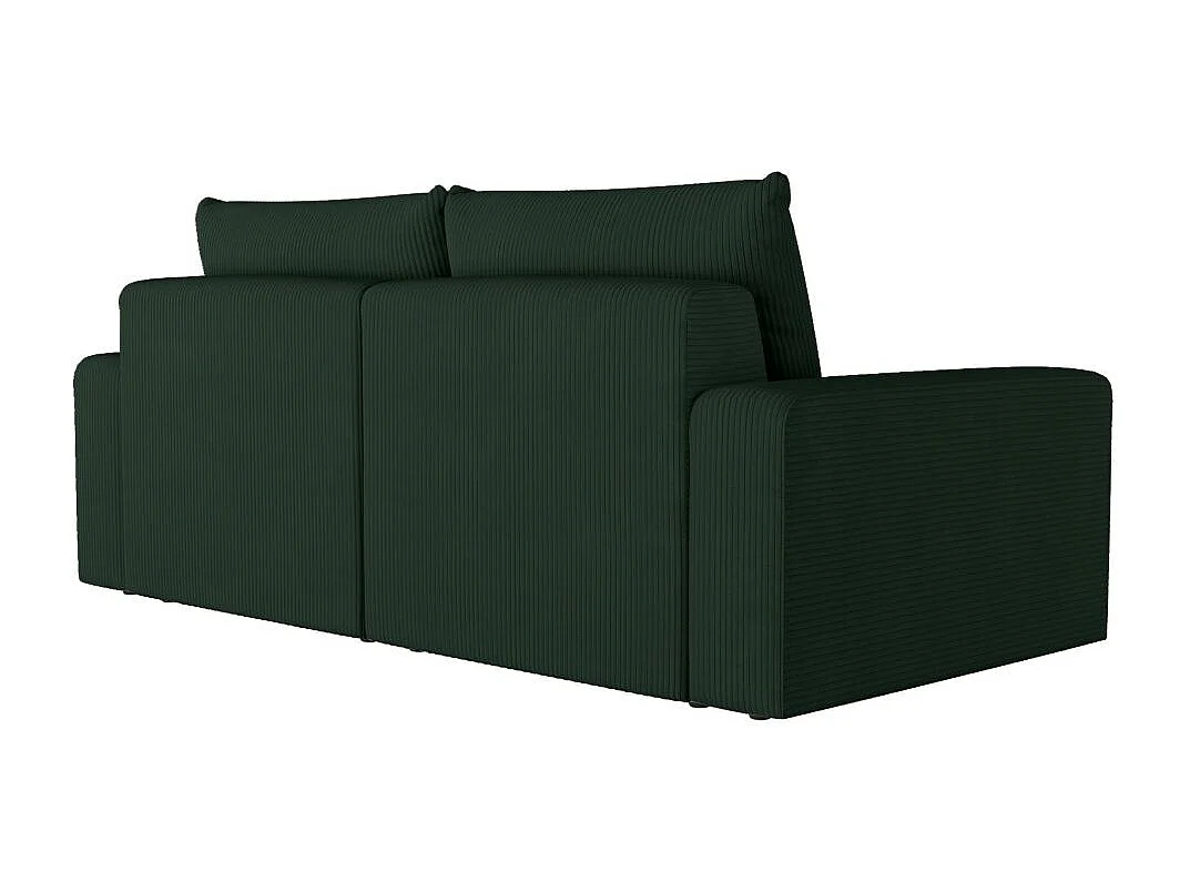 PACK - Canapé droit fixe 2 places ROMANE avec pouf en velours côtelé - Vert foncé