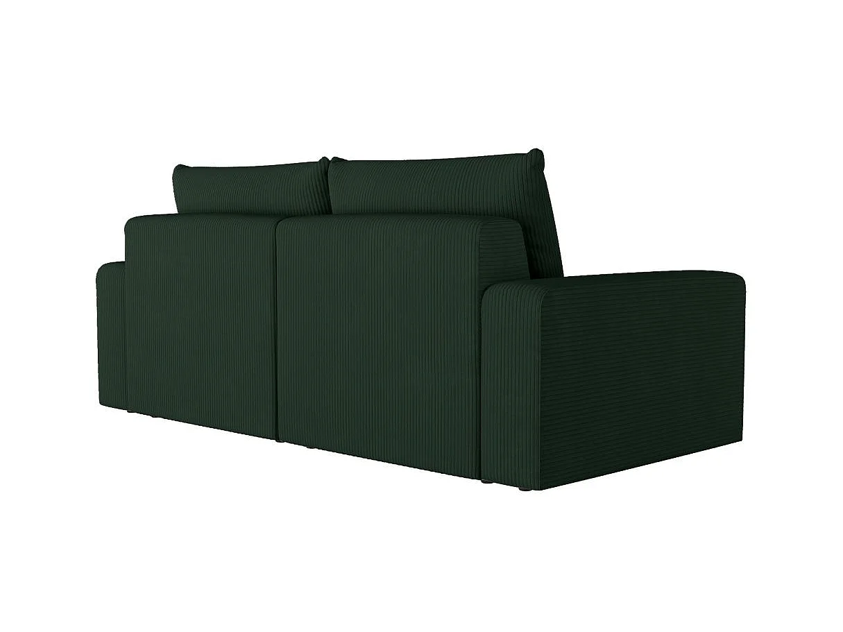 PACK - Canapé droit fixe 2 places ROMANE avec pouf en velours côtelé - Vert foncé