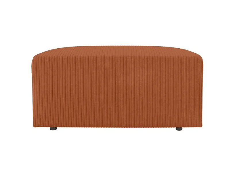 PACK - Canapé droit fixe 2 places ROMANE avec pouf en velours côtelé - Terracotta