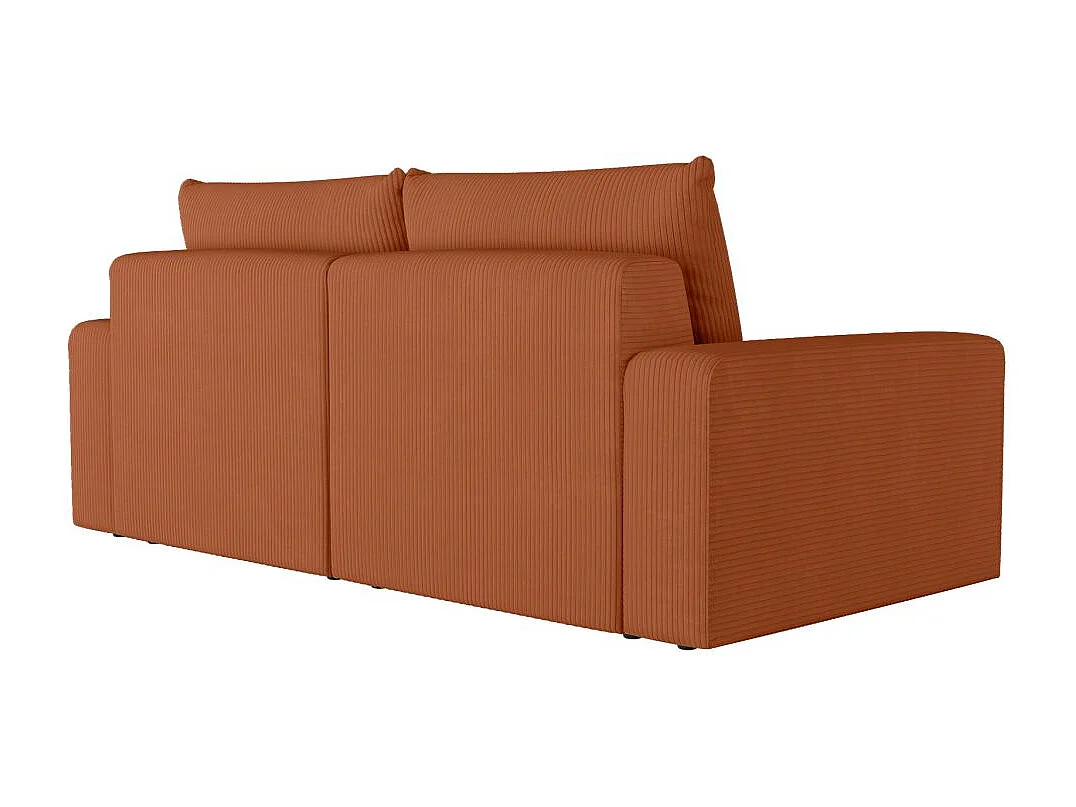 PACK - Canapé droit fixe 2 places ROMANE avec pouf en velours côtelé - Terracotta