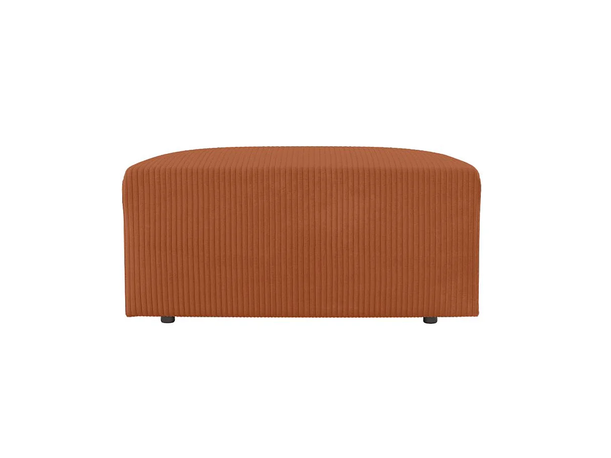 PACK - Canapé droit fixe 2 places ROMANE avec pouf en velours côtelé - Terracotta