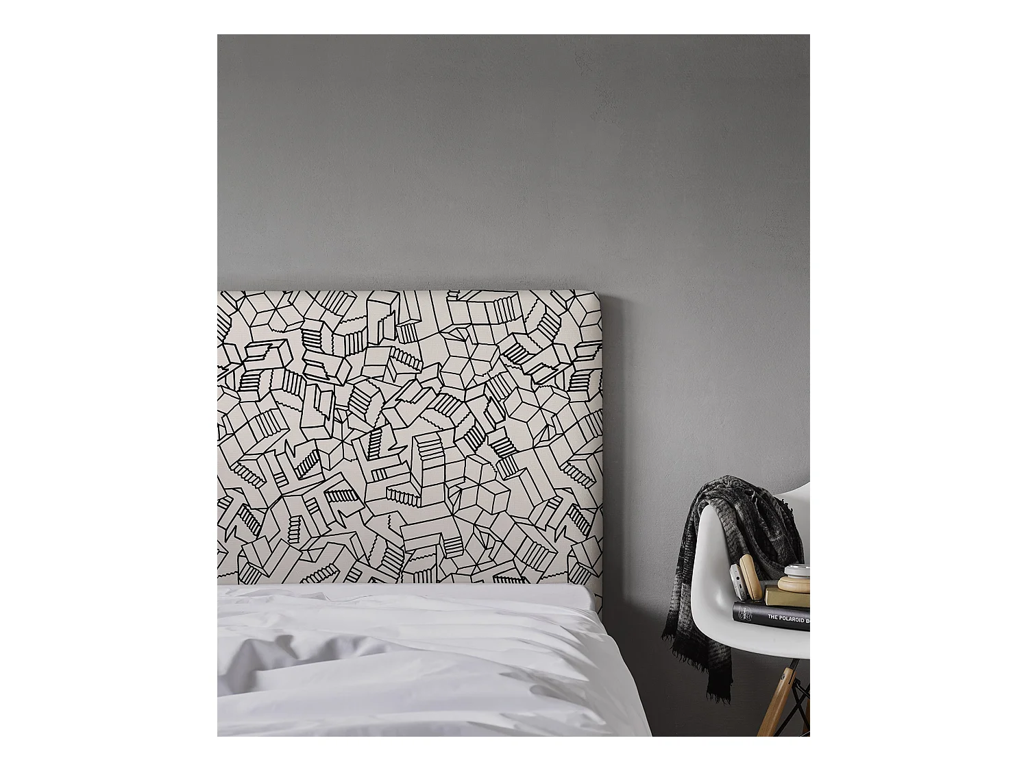 BELLECOUR LITERIE | Tête de lit déhoussable SIMONE 180x110 cm | Coloris Blanc