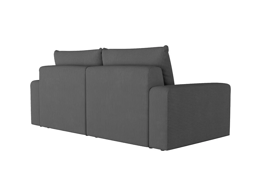PACK - Canapé droit fixe 2 places ROMANE avec pouf en velours côtelé - Gris