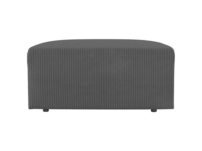 PACK - Canapé droit fixe 2 places ROMANE avec pouf en velours côtelé - Gris