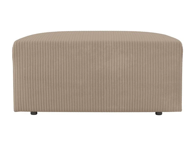 PACK - Canapé droit fixe 3 places ROMANE avec pouf en velours côtelé - Taupe