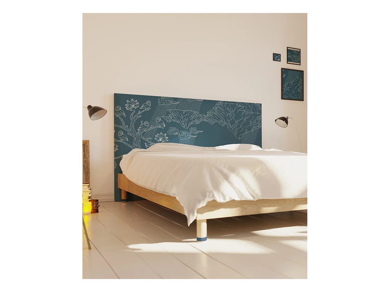 BELLECOUR LITERIE | Tête de lit déhoussable NORVEGE 160x110 cm | Coloris Bleu