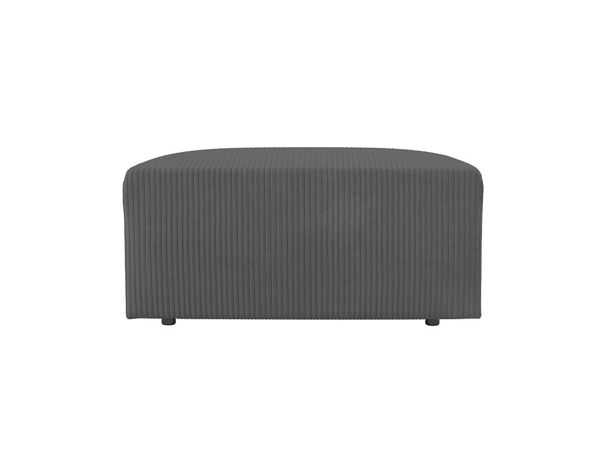 PACK - Canapé droit fixe 3 places ROMANE avec pouf en velours côtelé - Gris